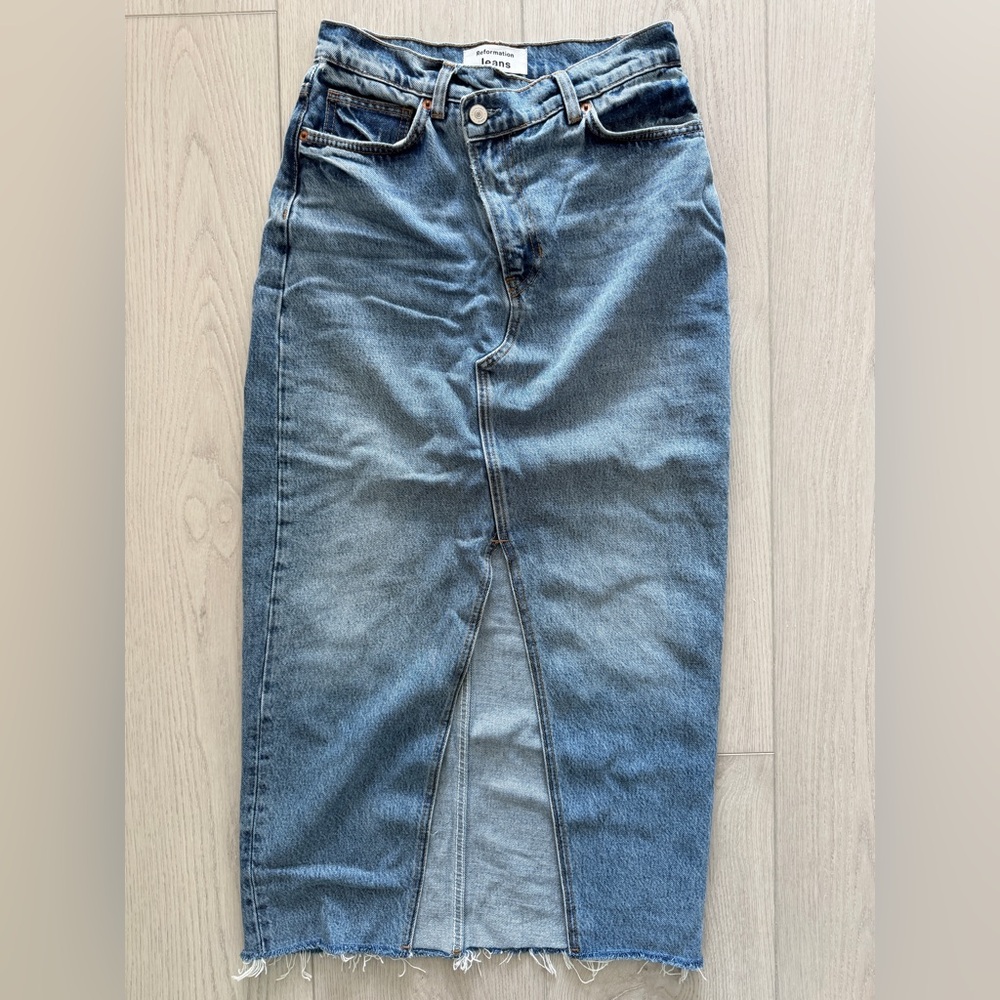 Reformation Blue Denim Maxi Skirt